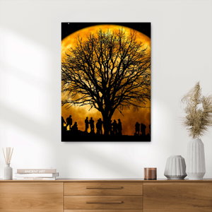 Schilderij - Maan en silhouetten (2)