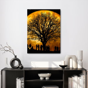 Schilderij - Maan en silhouetten (3)