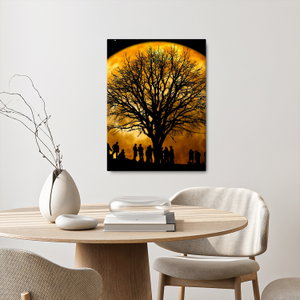 Schilderij - Maan en silhouetten (4)