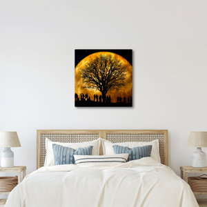 Schilderij - Maan en silhouetten (2)