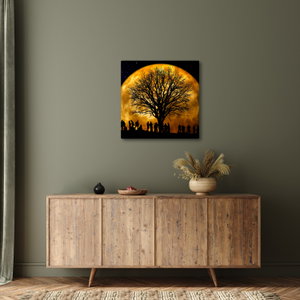 Schilderij - Maan en silhouetten (3)