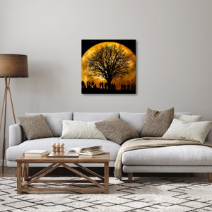 Schilderij - Maan en silhouetten (4)