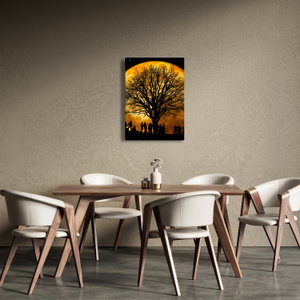 Schilderij - Maan en silhouetten (2)