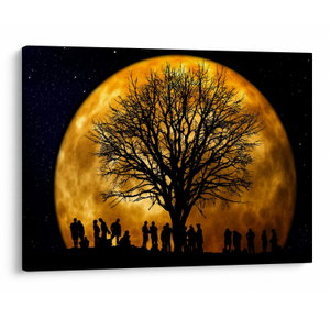 Schilderij - Maan en silhouetten (V020995V7050)