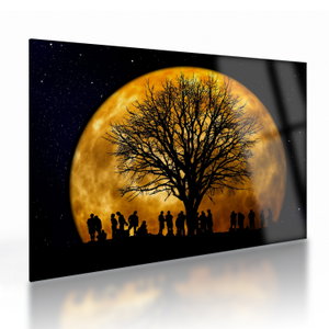 Glasschilderij - Maan en silhouetten (V020995V7050GD)