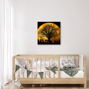 Schilderij - Maan en silhouetten (4)
