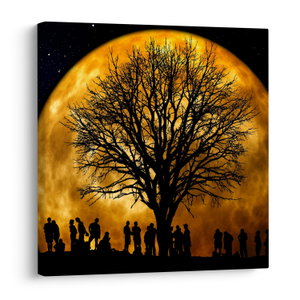 Schilderij - Maan en silhouetten (V020995V7070)
