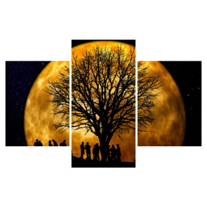 Schilderij - Maan en silhouetten (6)
