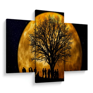 Schilderij - Maan en silhouetten (V020995V90603PCS)