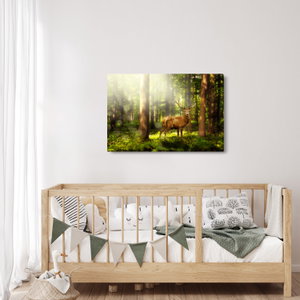 Schilderij - Hert in bos (2)