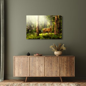 Schilderij - Hert in bos (4)