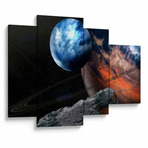 Schilderij - Planeet in de ruimte (met klok) (V021362V11075C)