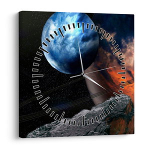 Schilderij - Planeet in de ruimte (met klok) (V021362V3030C)