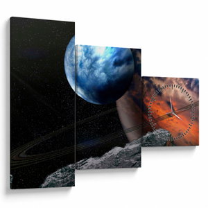 Schilderij - Planeet in de ruimte (met klok) (V021362V9070C)