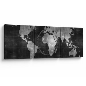 Schilderij - Wereldkaart (met klok) (V021461V9030C)