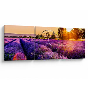 Schilderij - Lavendelveld in de Provence (met klok) (V021590V9030C)