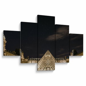 Schilderij - Louvre bij nacht