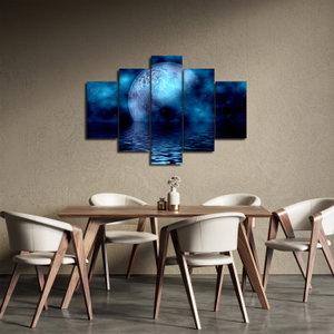 Schilderij - Maan boven zee (2)
