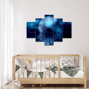 Schilderij - Maan boven zee (3)