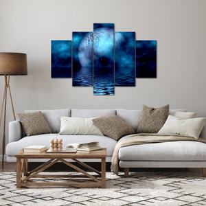 Schilderij - Maan boven zee (4)