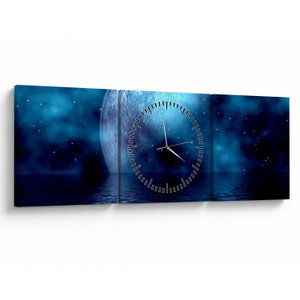 Schilderij - Maan boven zee (met klok) (V021932V9030C)