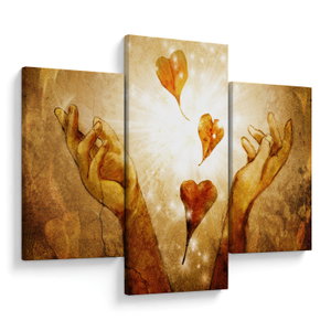 Schilderij - Geschilderde handen vol liefde