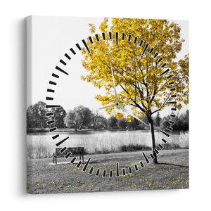 Schilderij - Rust in park (met klok) (V022039V3030C)