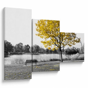 Schilderij - Rust in park (met klok) (V022039V9070C)