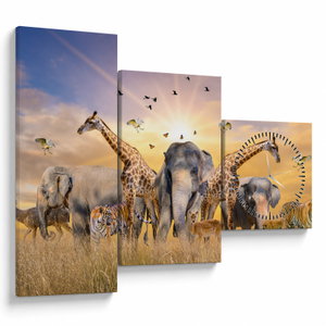 Tablou - Animae din Africa (cu ceas) (V022143V9070C)