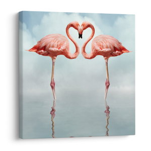 Schilderij - Twee flamingo´s