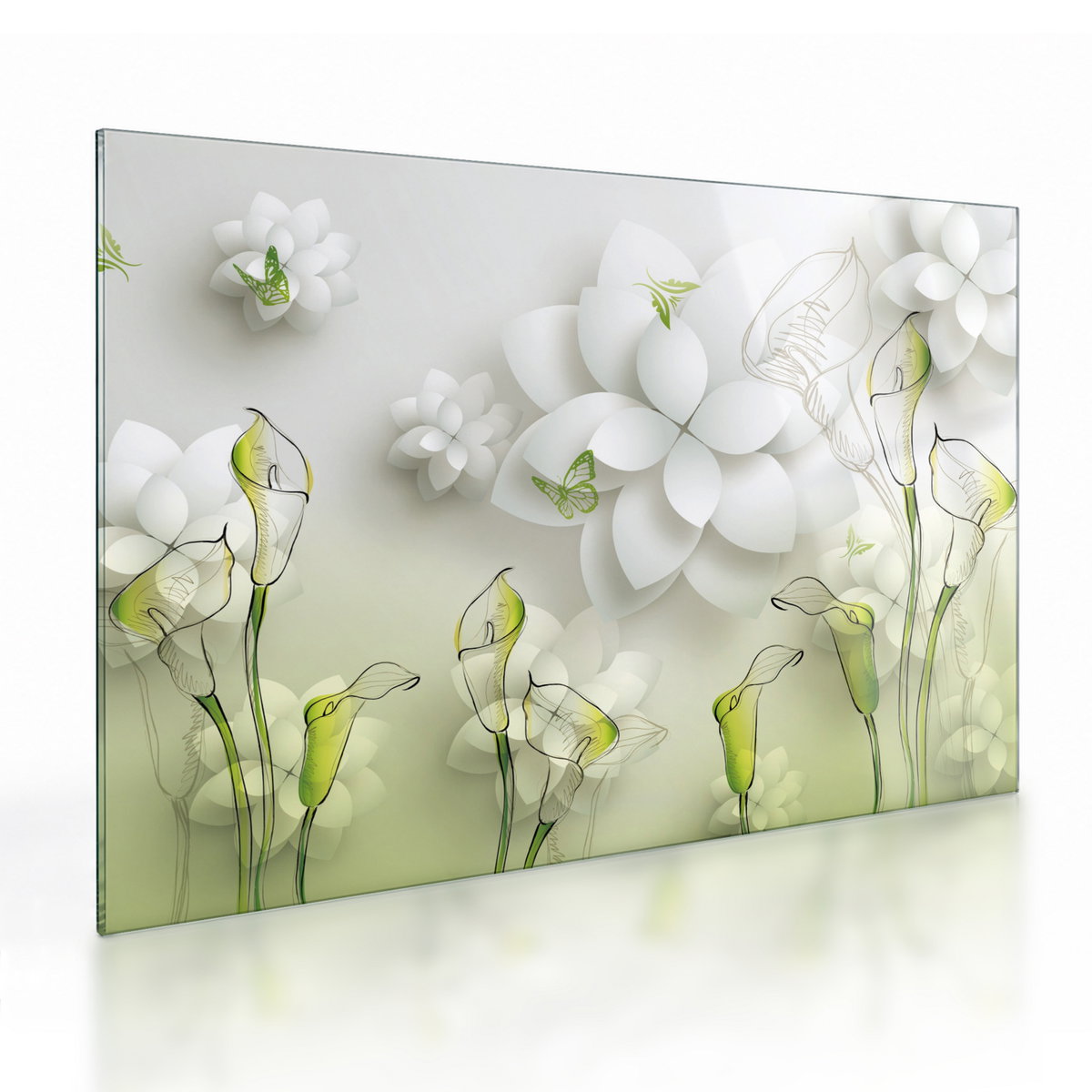 Glasbild mit Blumen