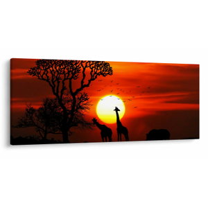 Schilderij - Silhouetten van dieren bij zonsondergang (V022600V12050)
