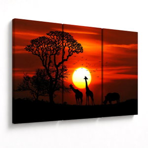 Schilderij - Silhouetten van dieren bij zonsondergang (V022600V120803PCS)
