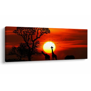 Schilderij - Silhouetten van dieren bij zonsondergang (V022600V14558)