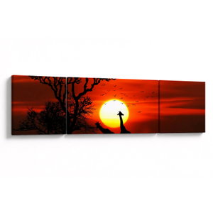 Schilderij - Silhouetten van dieren bij zonsondergang (V022600V17050)
