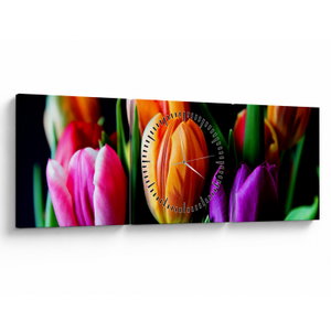 Tulipánok képe fekete alapon (órával) (V022664V9030C)