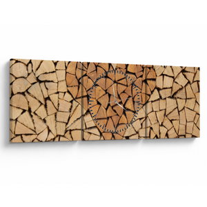 Schilderij - Hart van hout (met klok) (V022708V9030C)