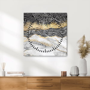 Schilderij - Mandala in marmer (met klok) (3)