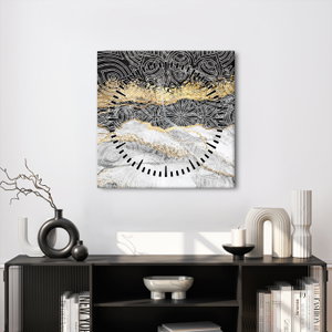 Schilderij - Mandala in marmer (met klok) (4)
