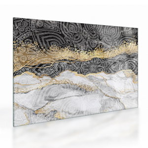 Glasschilderij - Mandala in marmer (V022780V7050GD)
