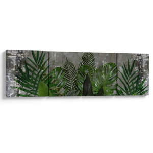 Schilderij - Betonnen muur met planten