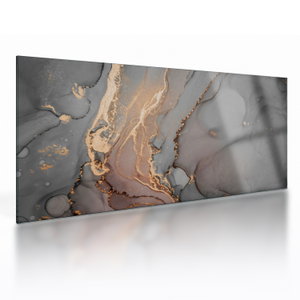 Glasschilderij - Grijs marmer met gouden structuur (V022897V10050GD)