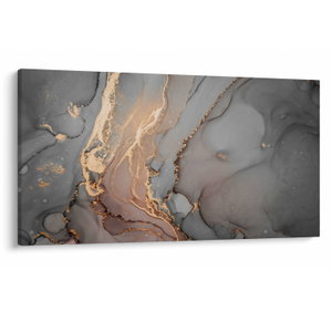 Schilderij - Grijs marmer met gouden structuur (V022897V12070)
