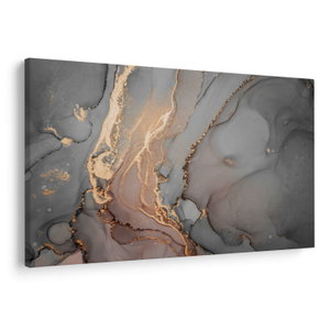 Schilderij - Grijs marmer met gouden structuur (V022897V150100)