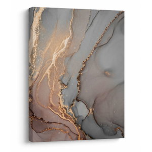 Schilderij - Grijs marmer met gouden structuur (V022897V3040)