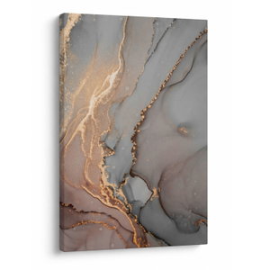 Schilderij - Grijs marmer met gouden structuur (V022897V6090)