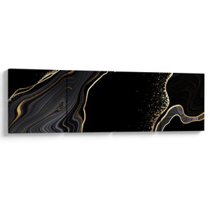 Schilderij - Zwart marmer met gouden structuur