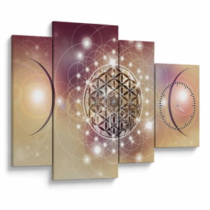 Schilderij - Mandala met elementen (met klok) (V022953V11075C)