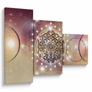 Schilderij - Mandala met elementen (met klok) (V022953V9070C)