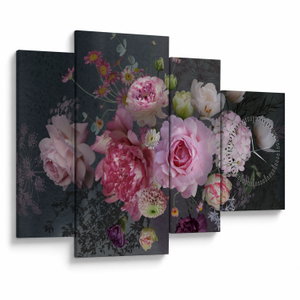 Schilderij - Tuinbloemen (met klok) (V022961V11075C)